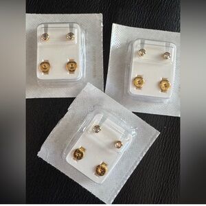 NEW 3 pairs AB Crystal Studex ear piercing studs earrings sterilized child adult